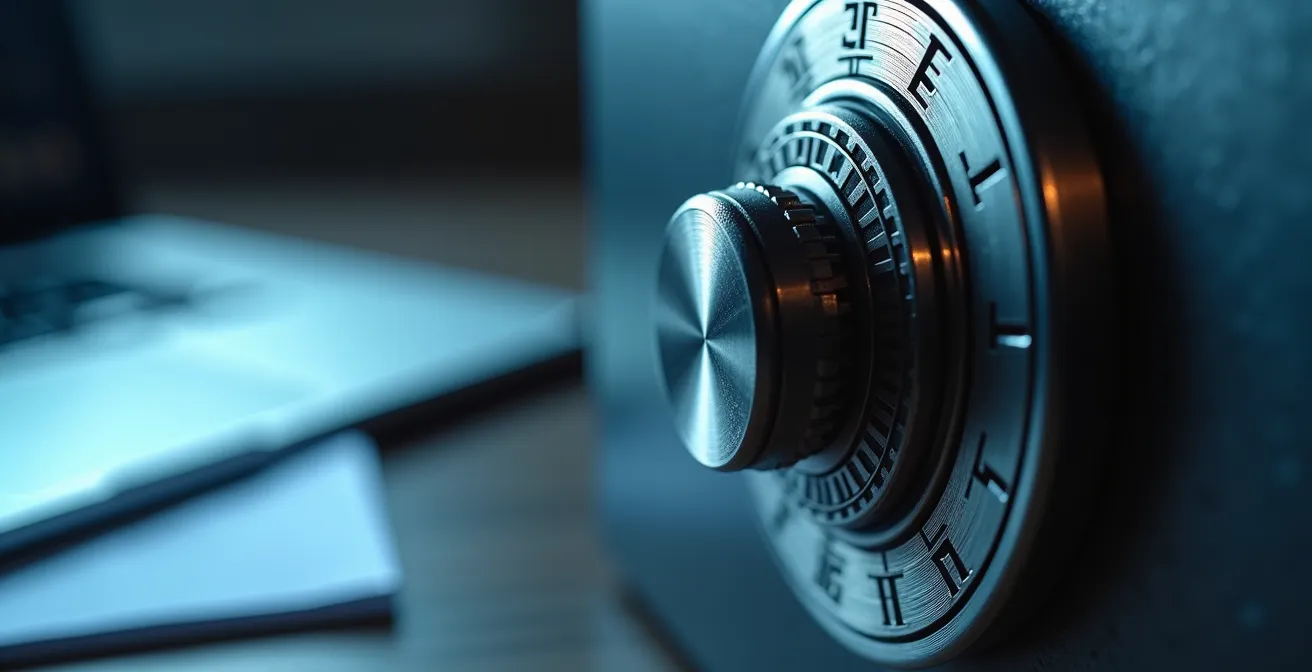 Écran d'ordinateur montrant une interface de coffre-fort numérique sécurisé