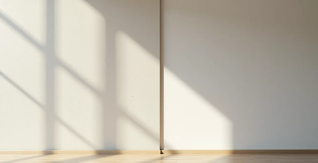 Comparaison entre un raccord de peinture visible et un mur uniformément repeint