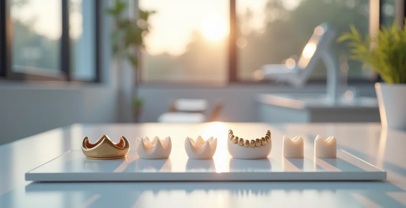 Matrice de décision visuelle pour le choix du matériau de couronne selon le type de dent et les habitudes du patient