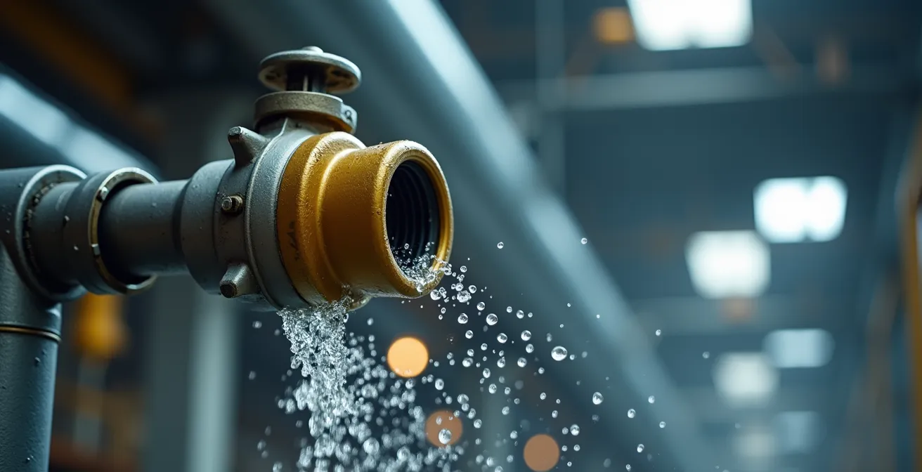 Installation de sprinklers et détecteurs de fumée dans un entrepôt industriel moderne